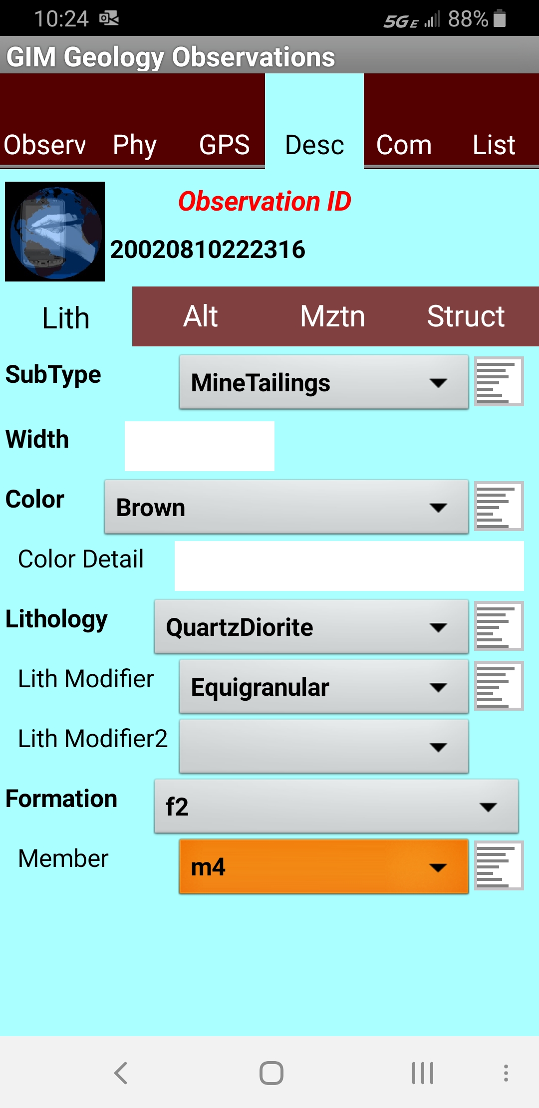 GIM Observ Geology Lith